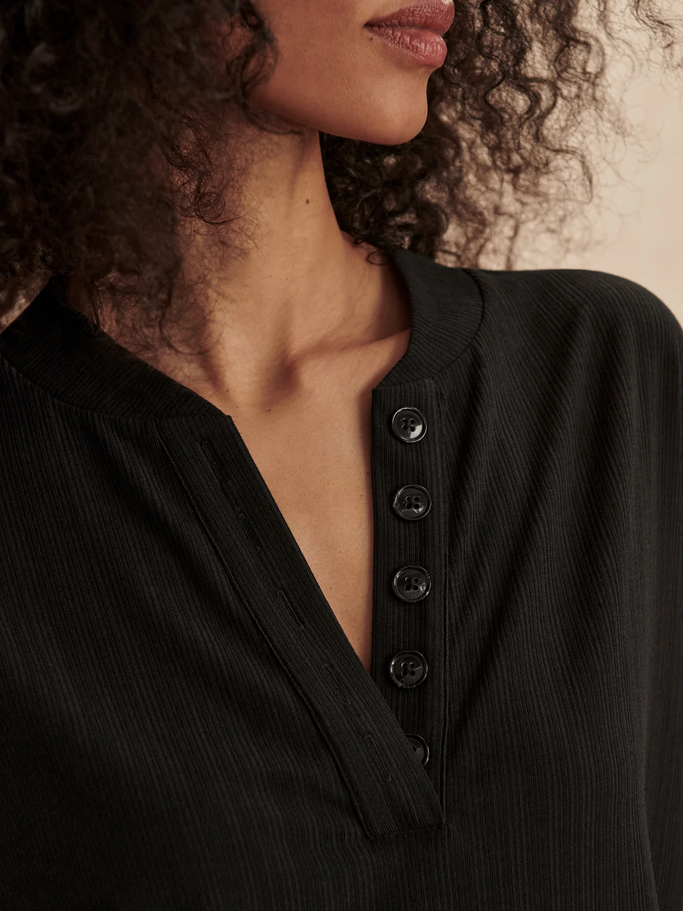 Kasey Mock Placket Rib Tee 11 Kasey Mock Placket Rib Tee