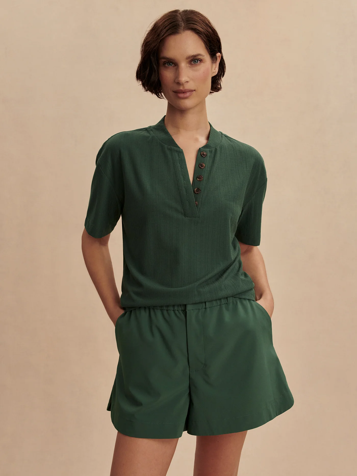 Kasey Mock Placket Rib Tee 15 Kasey Mock Placket Rib Tee