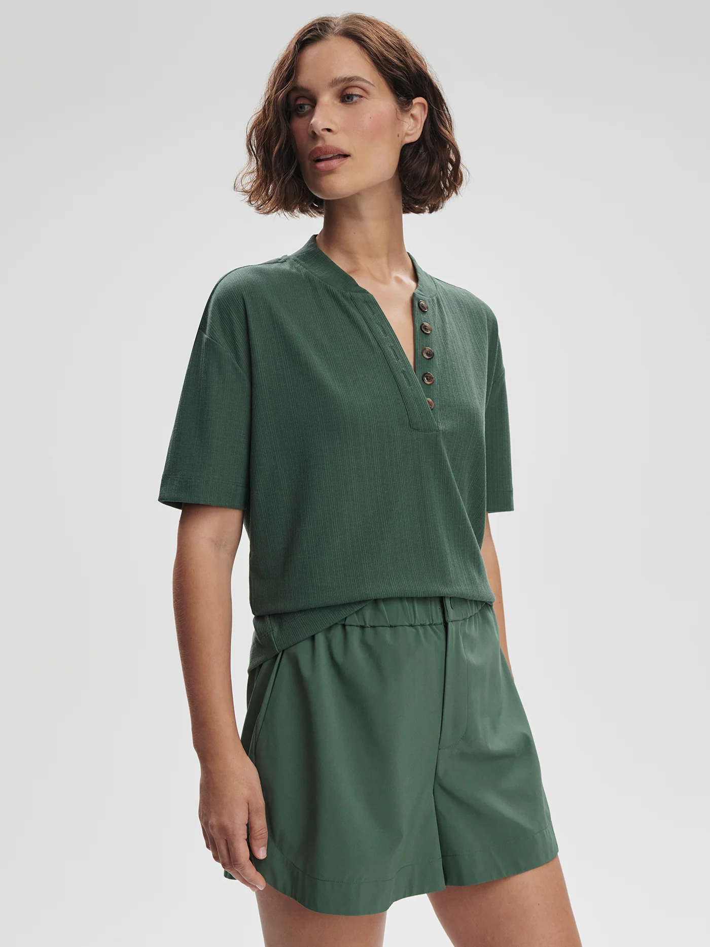Kasey Mock Placket Rib Tee 16 Kasey Mock Placket Rib Tee