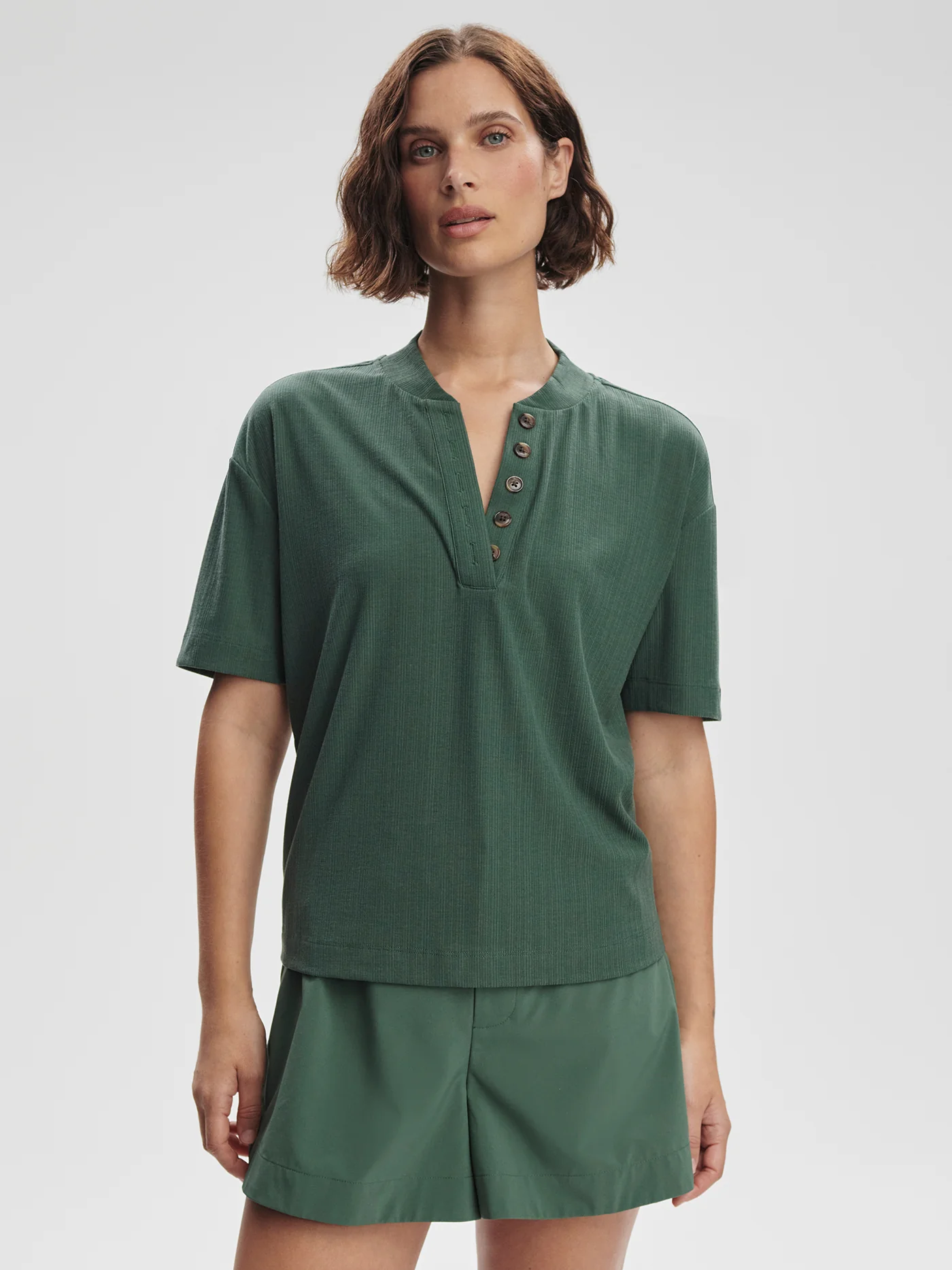 Kasey Mock Placket Rib Tee 17 Kasey Mock Placket Rib Tee