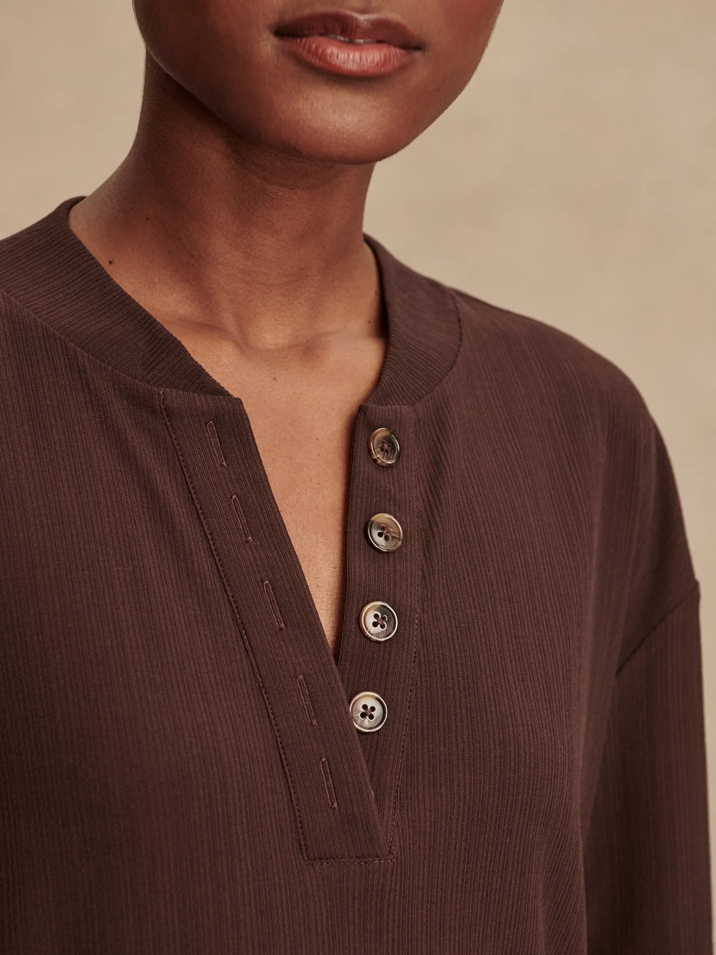 Kasey Mock Placket Rib Tee 22 Kasey Mock Placket Rib Tee