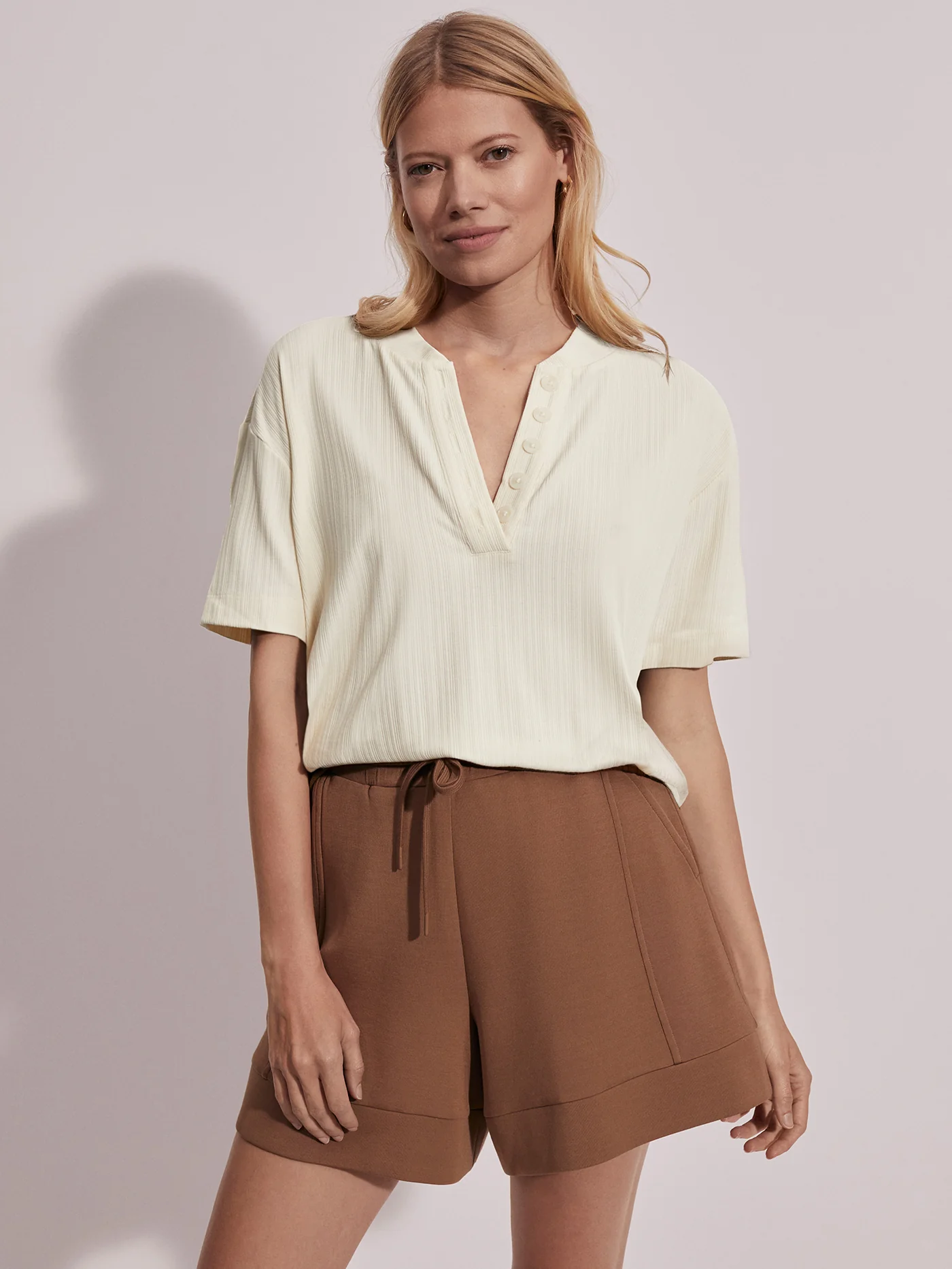 Kasey Mock Placket Rib Tee 5 Kasey Mock Placket Rib Tee