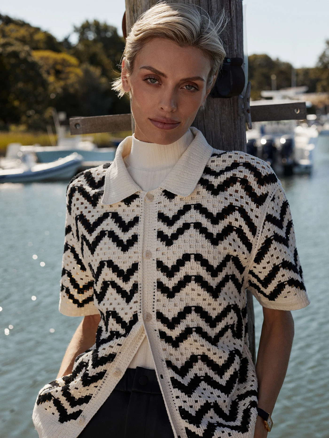 Anais Crochet Polo Shirt