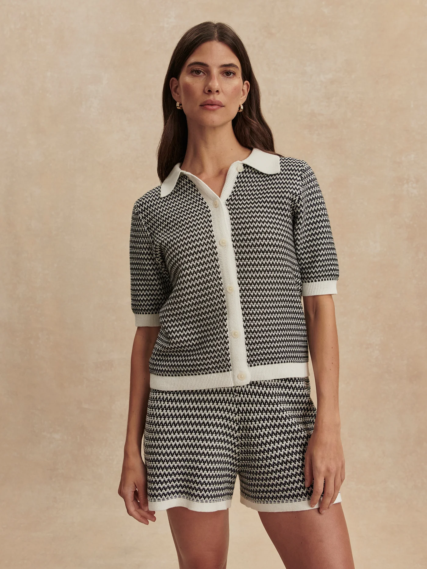 Gaelle Polo Knit Top