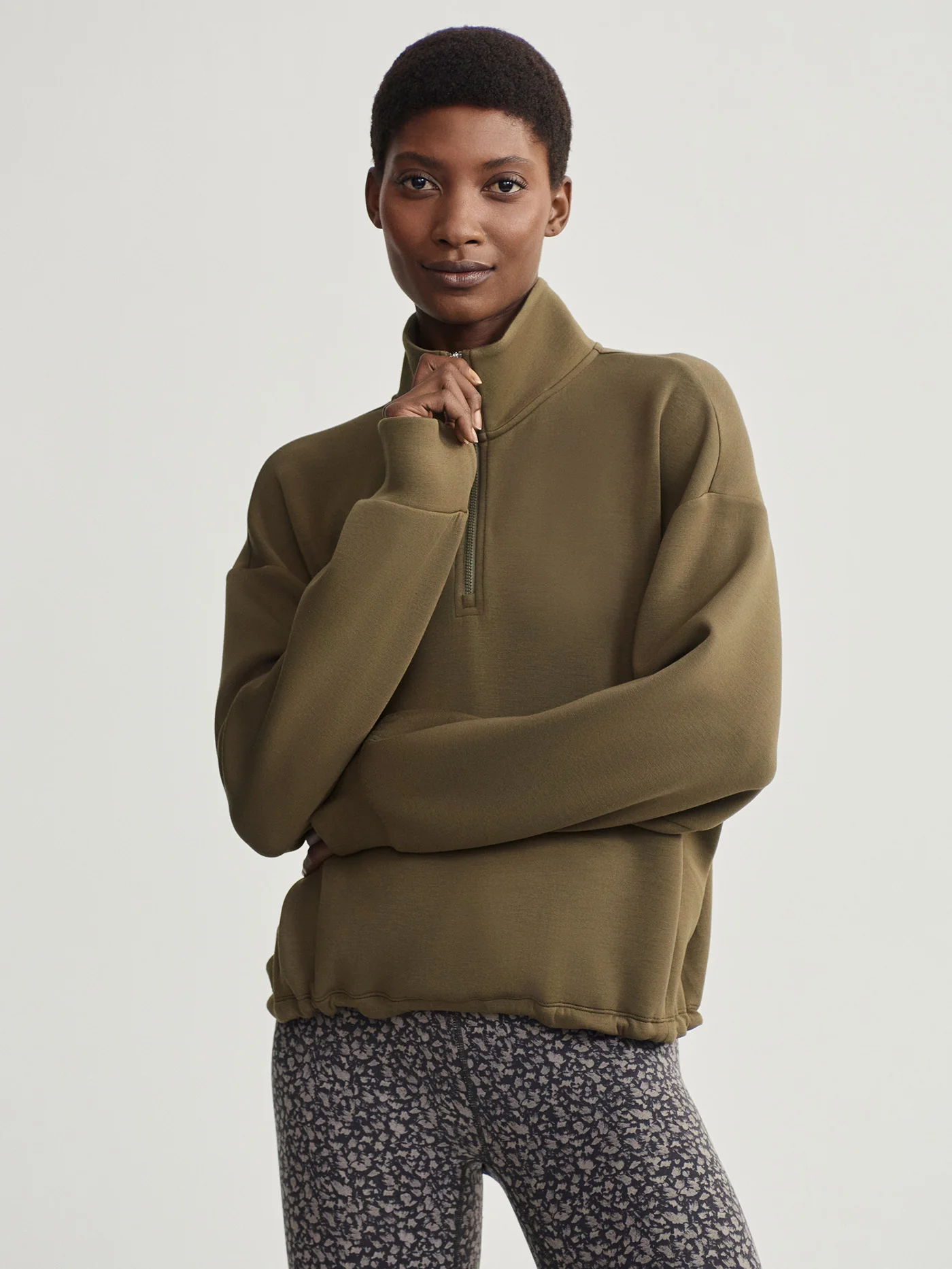 Sian Cropped Half-Zip Sweat