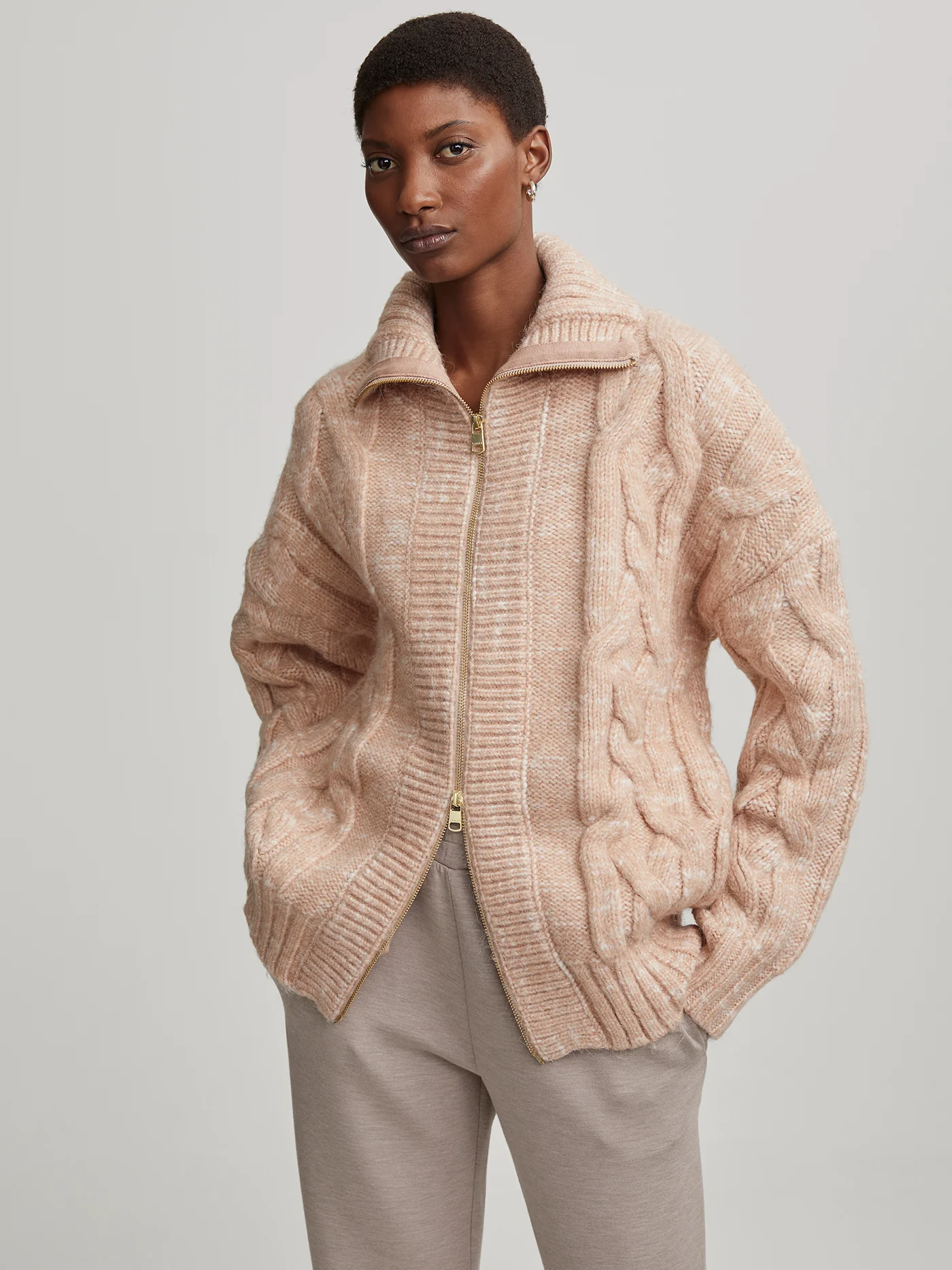Aida Cable Knit Zip-Through Jacket