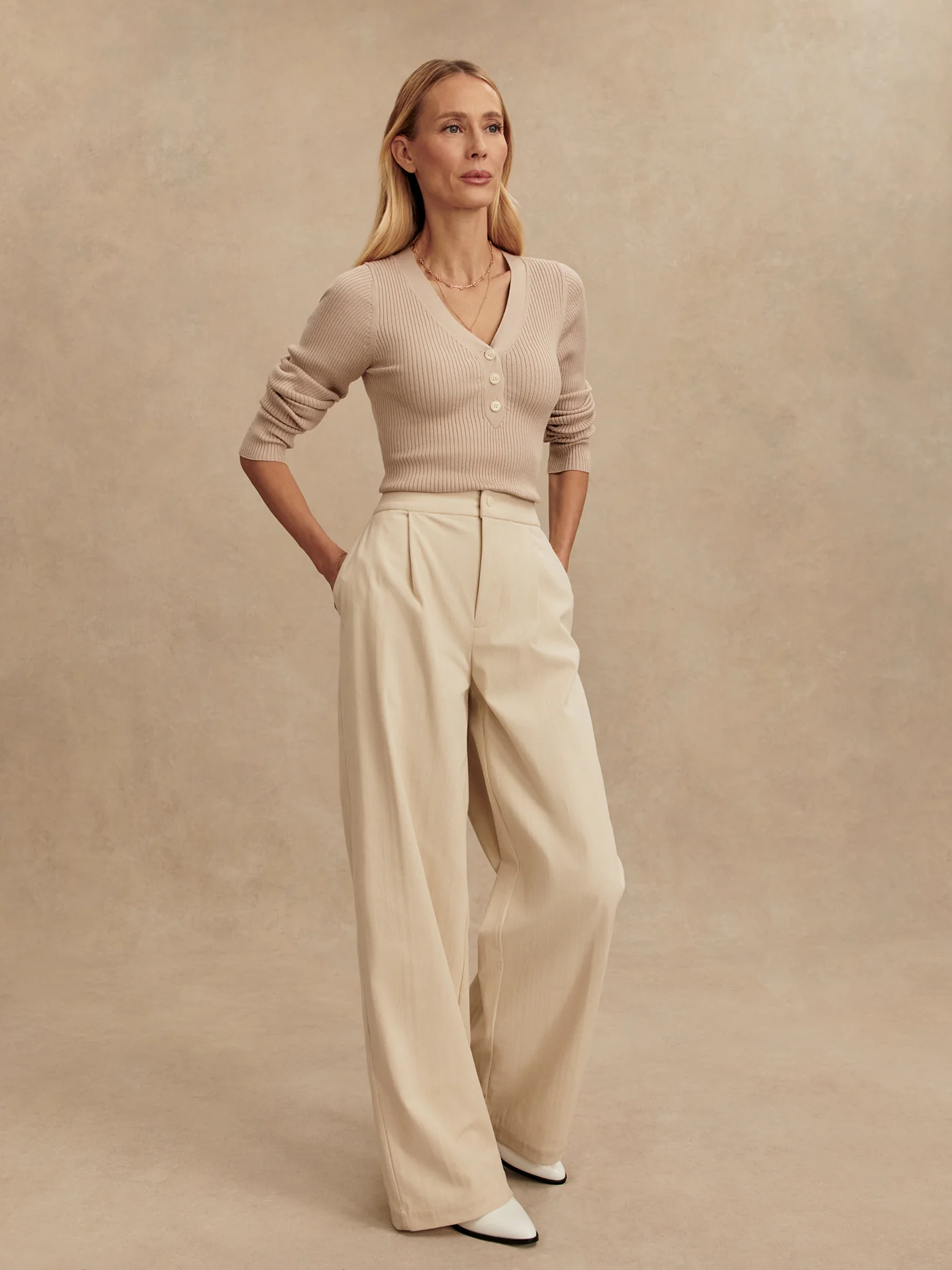 Blanca V-Neck Rib Knit Top 2 Blanca V-Neck Rib Knit Top