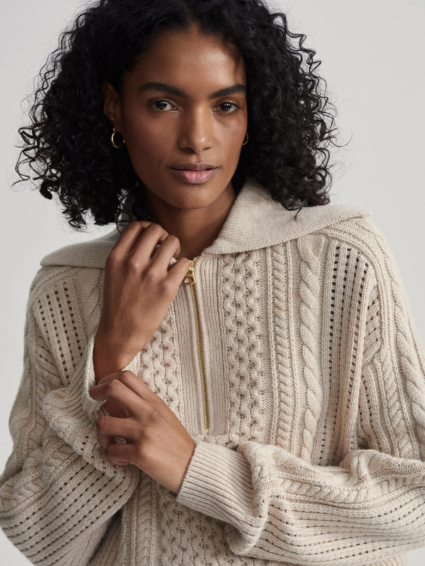 Camello Relaxed Cable Half Zip 5 Camello Relaxed Cable Half Zip