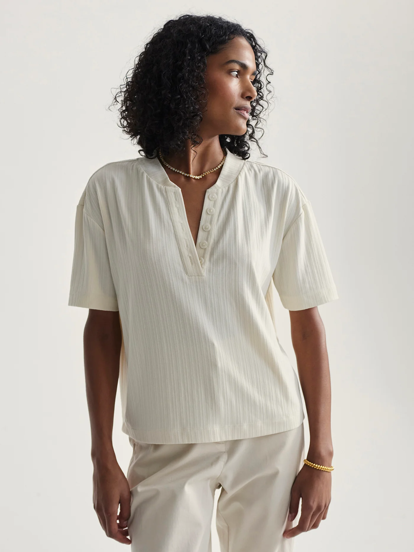 Kasey Mock Placket Rib Tee 2.0