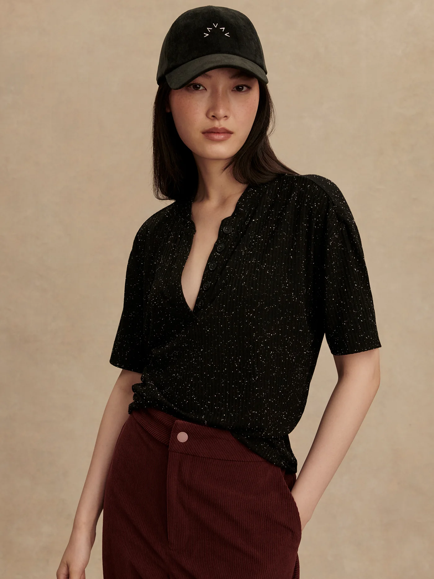 Odette Mock Placket Tee 1 Odette Mock Placket Tee