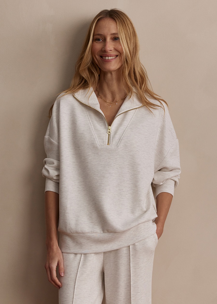 imgi 431 VAR01461 HAWLEY HALF ZIP SWEAT IVORY MARL 040 1 gmghti